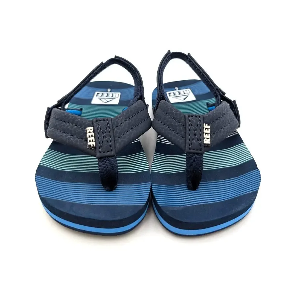 Reef Little Ahi Flip Flops Sandals Kids' Deep Sea Stripes Size US5 EU21